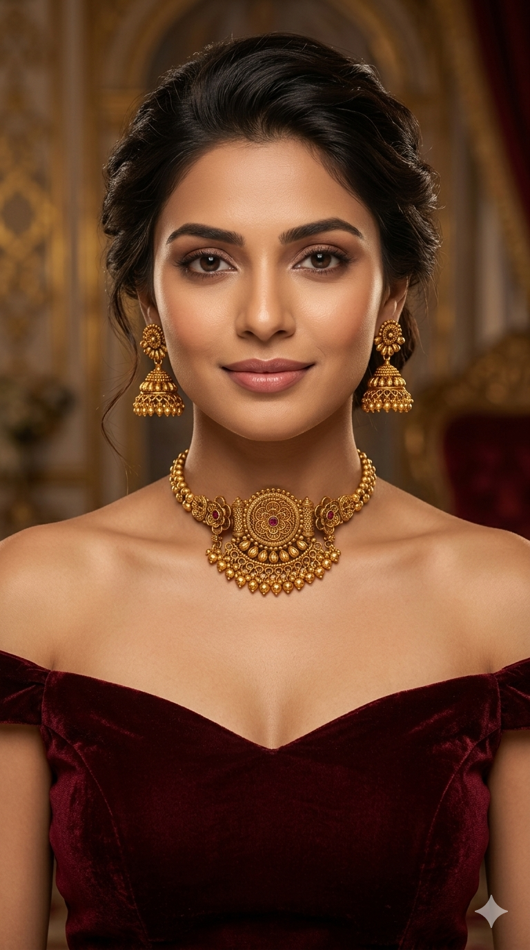 Gold Polki ChokerJewellery Litika Set