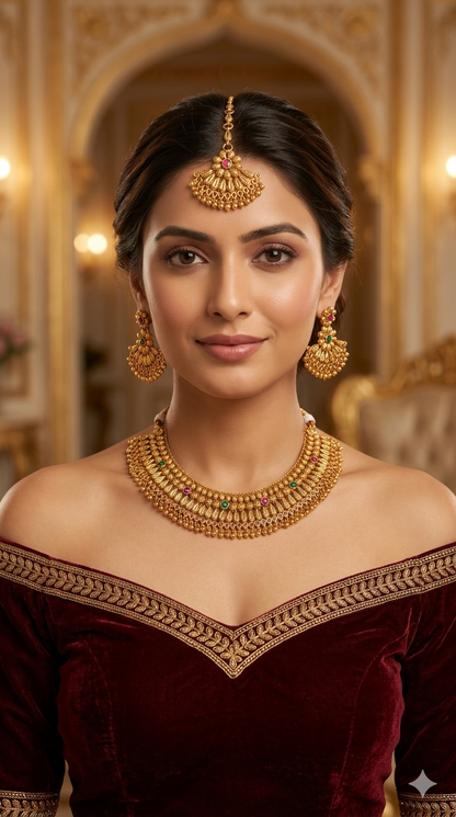 Gold Polki Necklace Jewellery Sarika Set