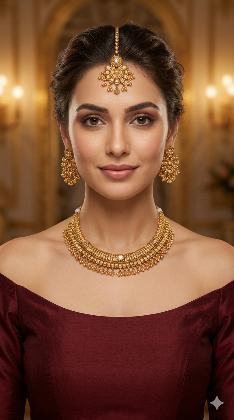 Gold Polki Necklace Jewellery sarika Set