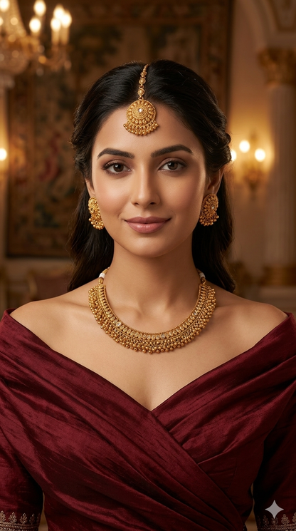 Gold Polki Necklace Jewellery sarika Set