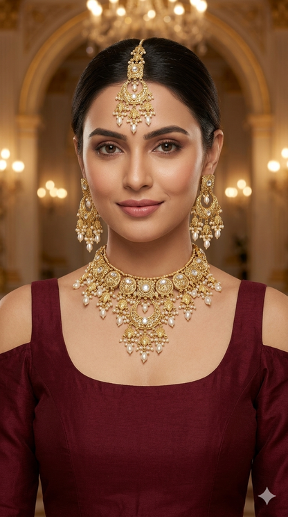 Gold Polki Necklace Jewellery Sets