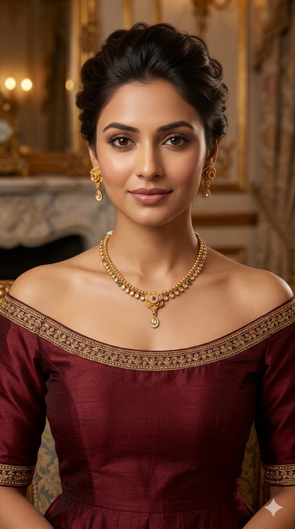 Gold Polki Ruby Green Necklace Midori Jewellery Sets