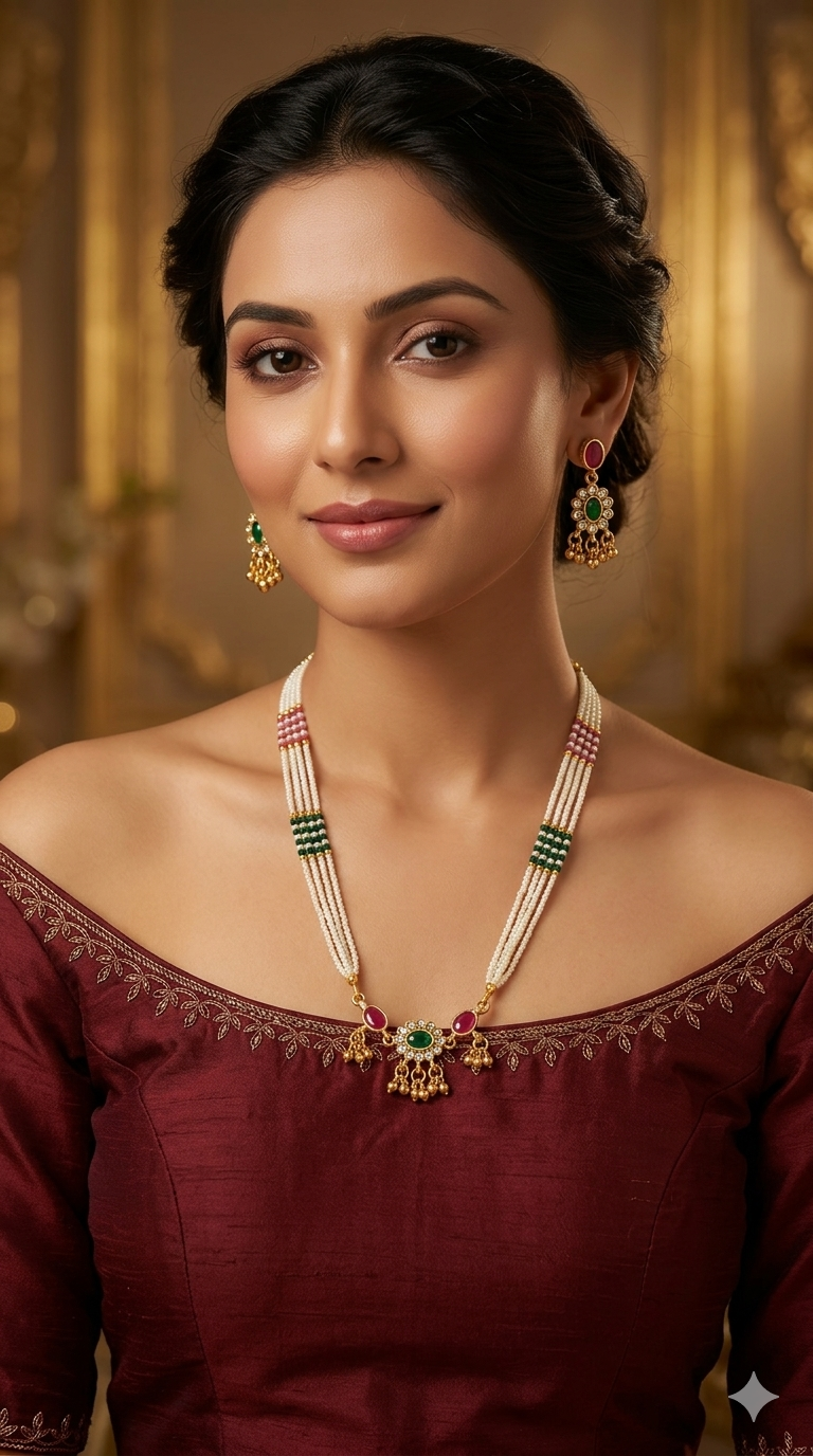 Gold Polki Ruby Green Necklace Jewellery Midori Sets