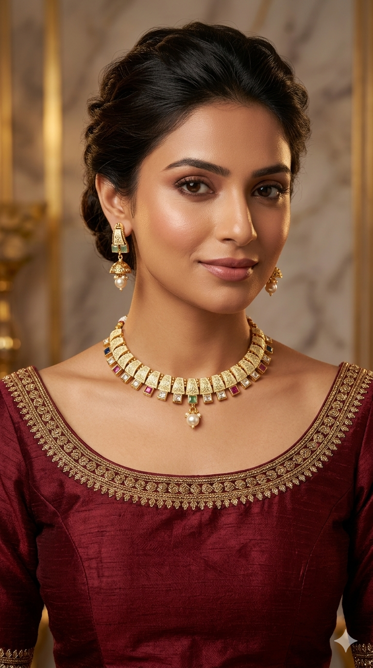 Gold Polki Multi Color Necklace Midori Jewellery Sets