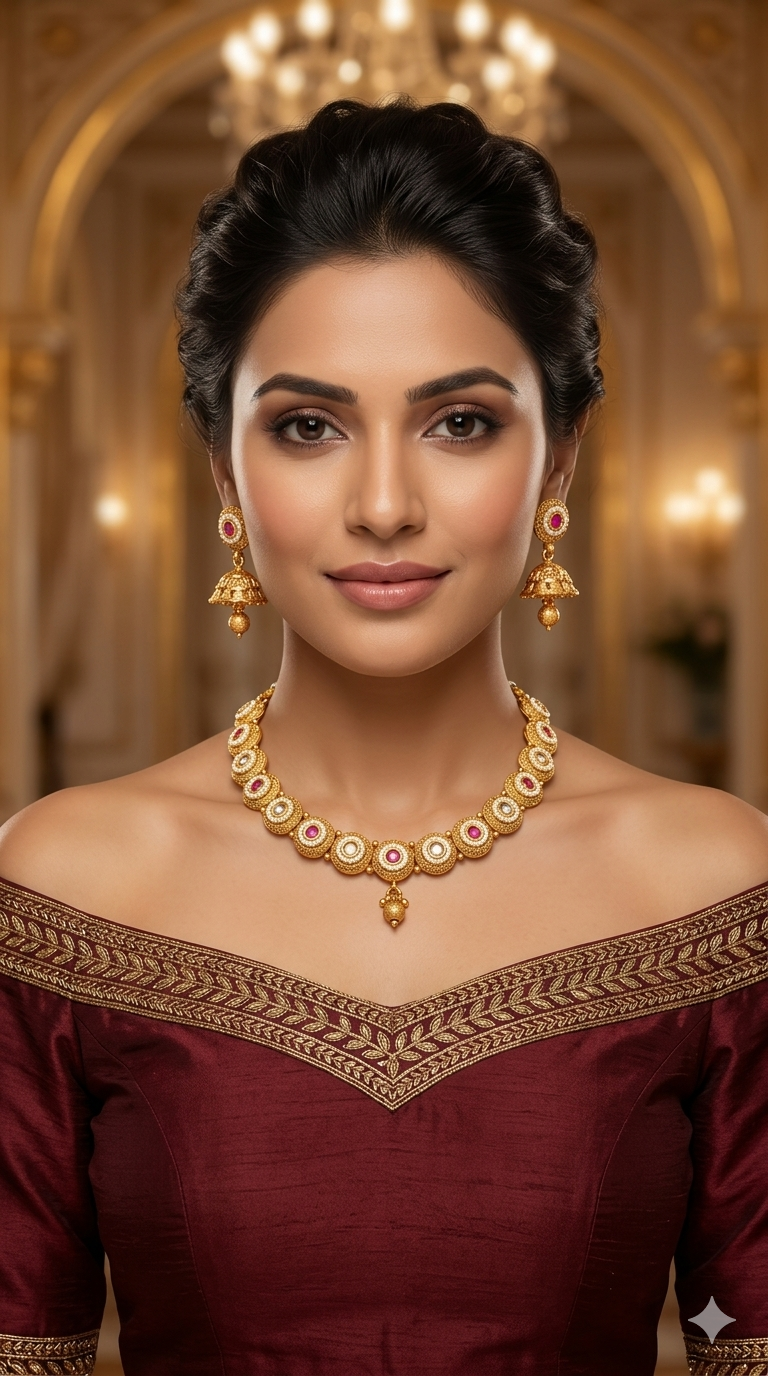 Gold Polki Ruby Necklace Jewellery Mansi Sets