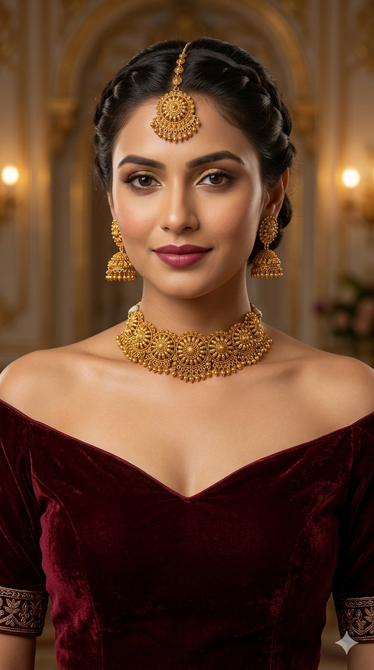 Gold Polki Choker Jewellery Selvi Polki Set