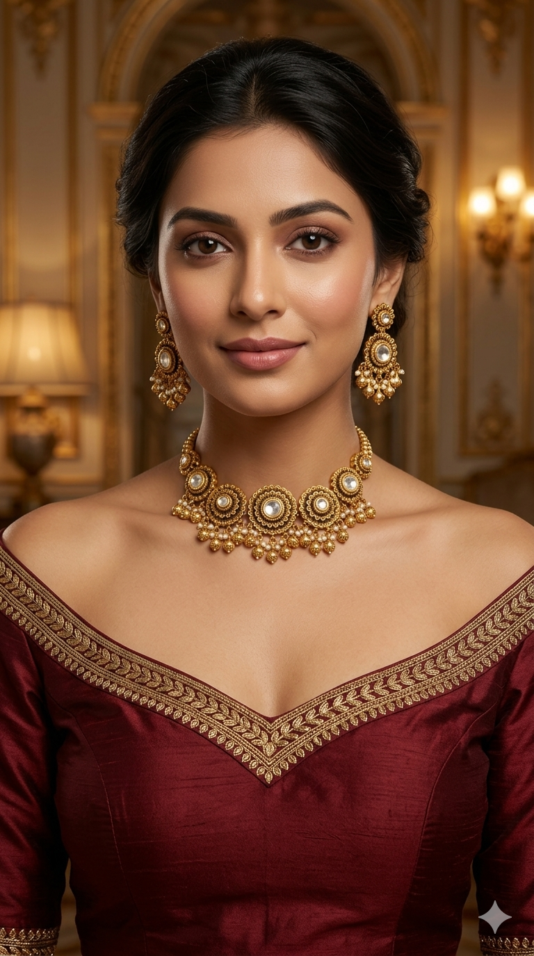 Gold Polki Necklace Jewellery Lucy Sets