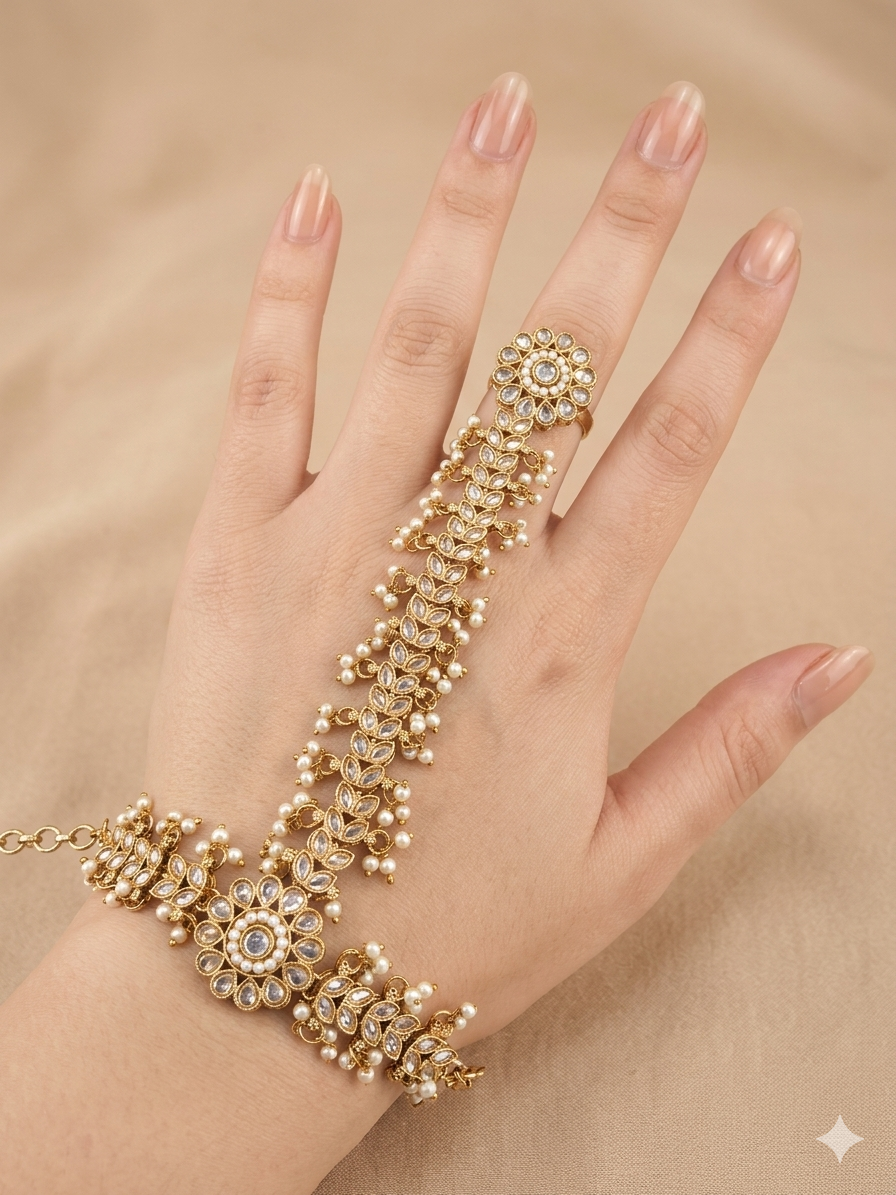 Hand Bracelets Bridal Pair Finger Ring Panja Jewellery