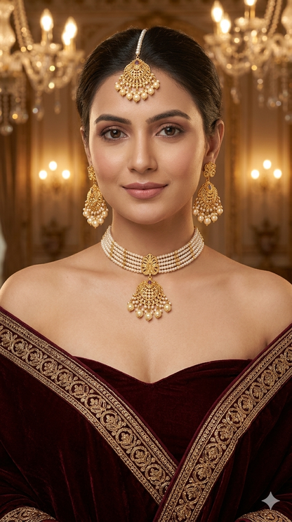 Gold Polish Punjabi Look Palvir Necklace Sets
