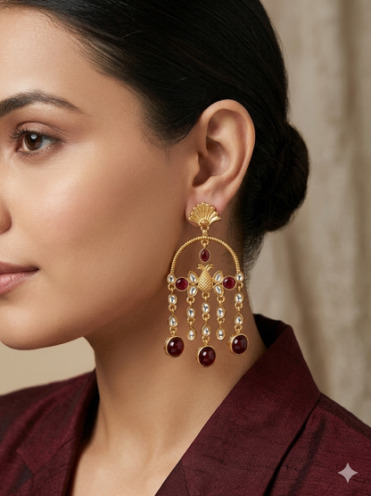 Antique Kundan Bollywood Vail Earrings