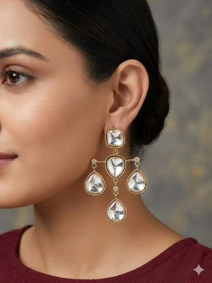 Antique Kundan Bollywood Charan Earrings