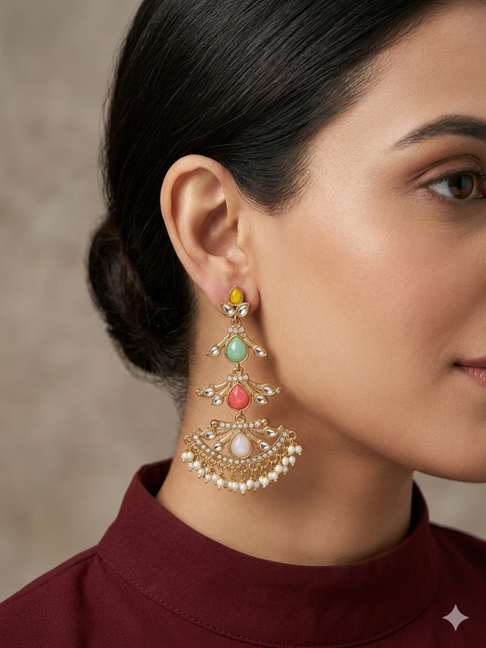 Antique Kundan Bollywood Charan Earrings