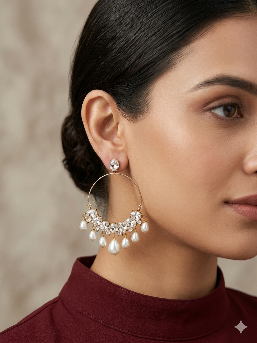 Antique Kundan Bollywood Vail Earrings