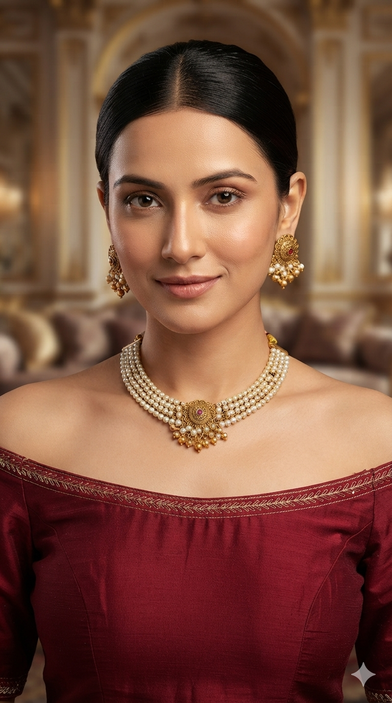 Gold Polki Necklace Jewellery Zarina Set