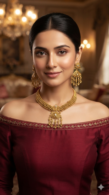 Gold Polki Necklace Jewellery Zarina Set