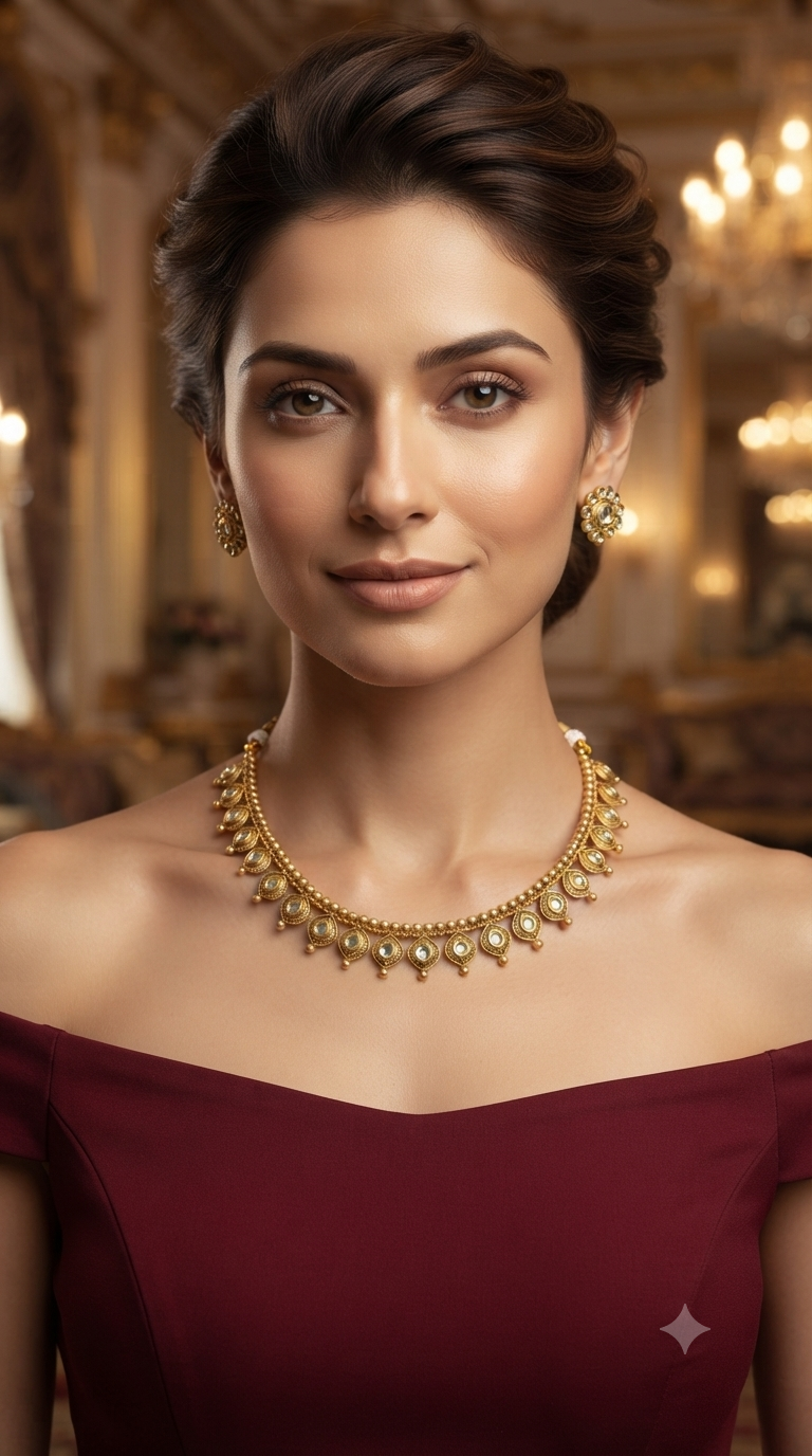 Gold Polki Necklace Jewellery Roma Set