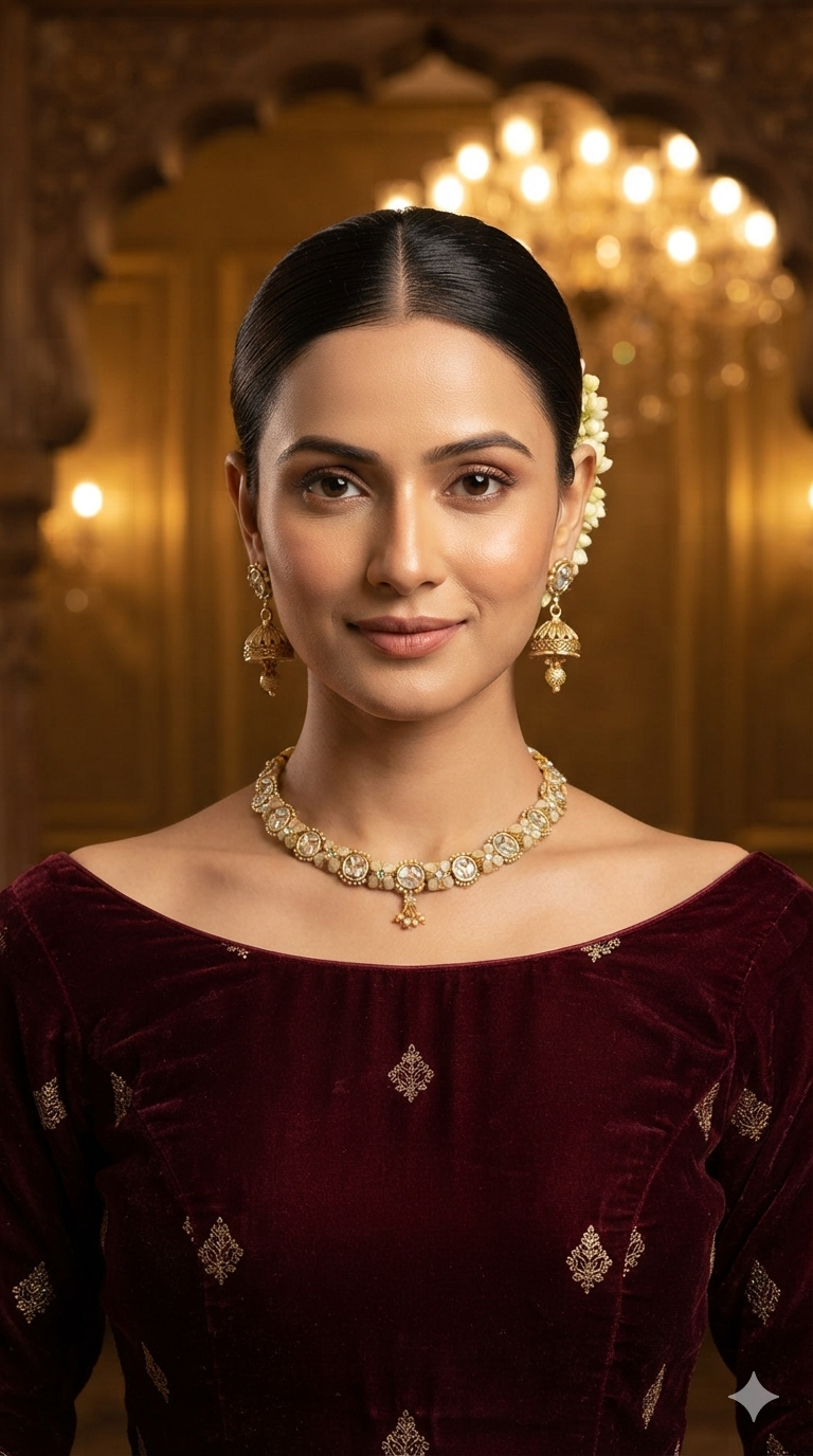 Gold Polki Necklace Jewellery Roma Set