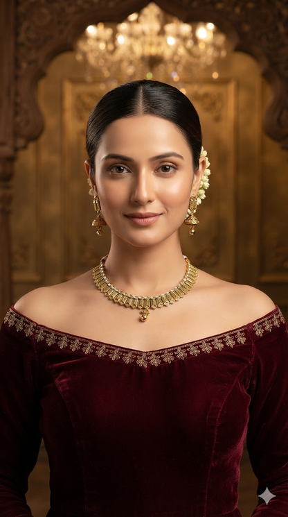 Gold Polki White Necklace Jewellery Roma Set