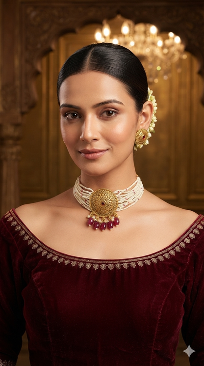 Gold Polki Multi Color Choker Able Jewellery Polki Set