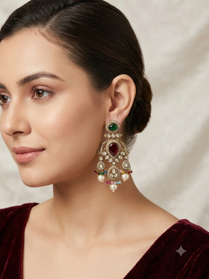 Antique Kundan Bollywood Kanif Earrings