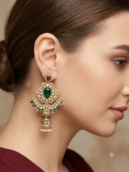 Antique Kundan Bollywood Kanif Earrings