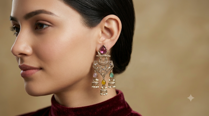 Antique Kundan Bollywood Kanif Earrings