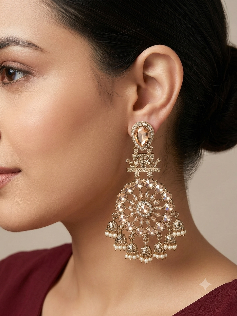 Antique Kundan Bollywood Sarpunch Earrings