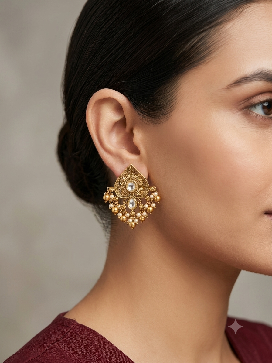 Gold Polki Yaad Earrings