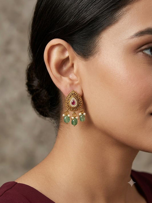 Gold Polki Yaad Earrings
