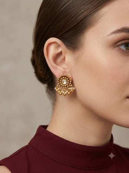 Gold Polki Yaad Earrings