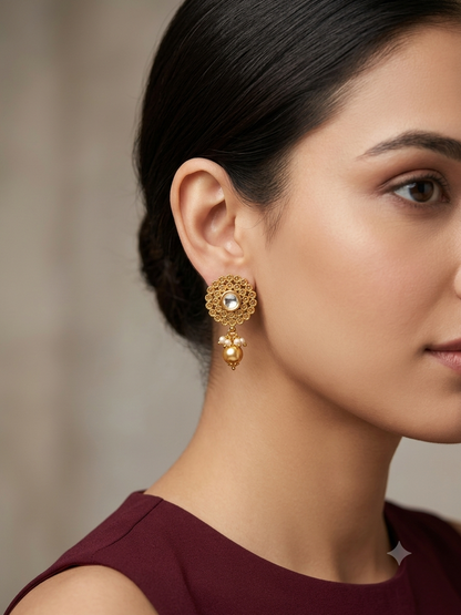 Gold Polki Yaad Earrings