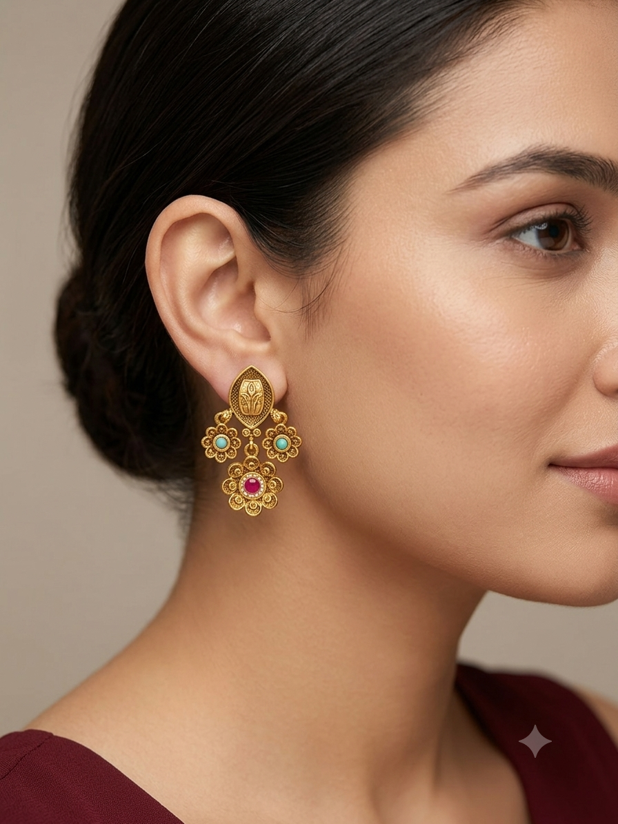 Gold Polki Yaad Earrings