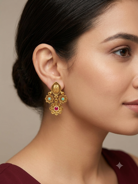 Gold Polki Yaad Earrings