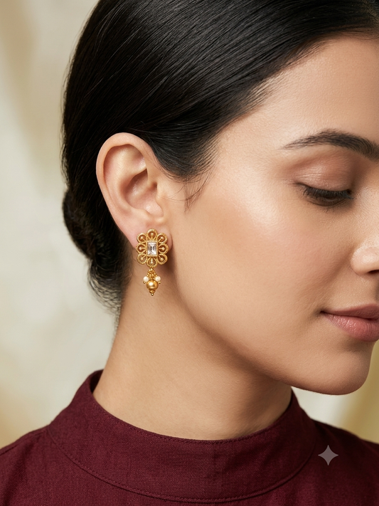 Gold Polki Yaad Earrings