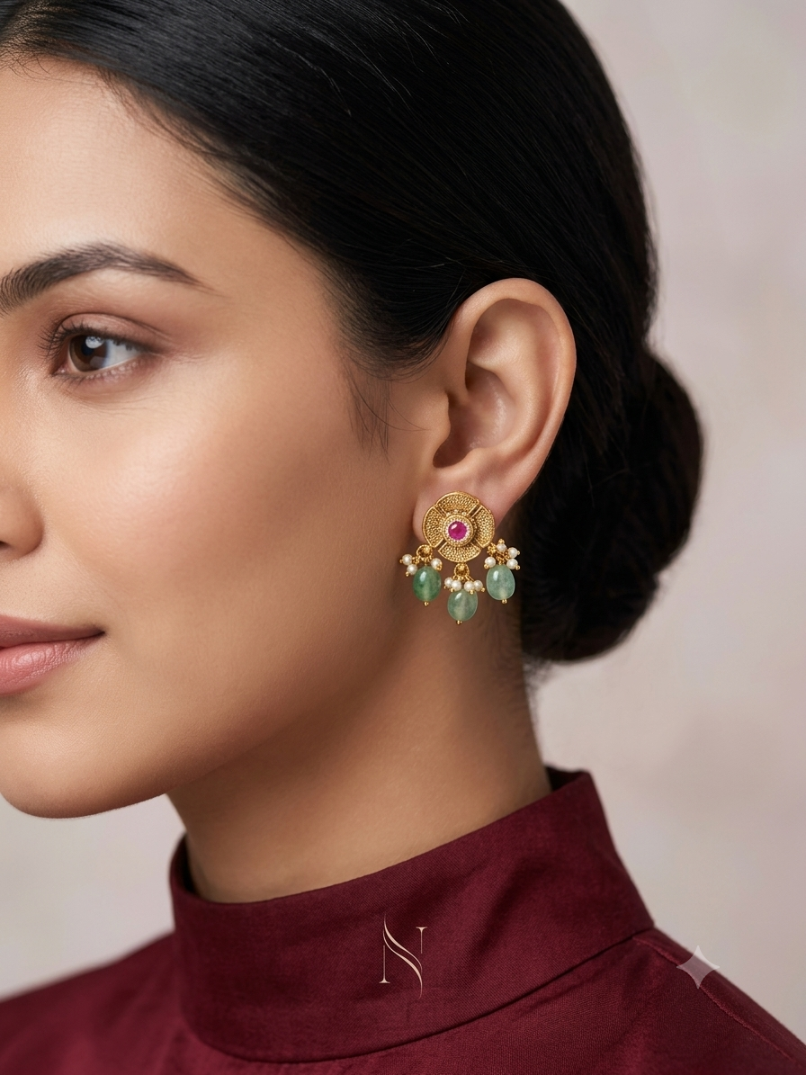 Gold Polki Yaad Earrings