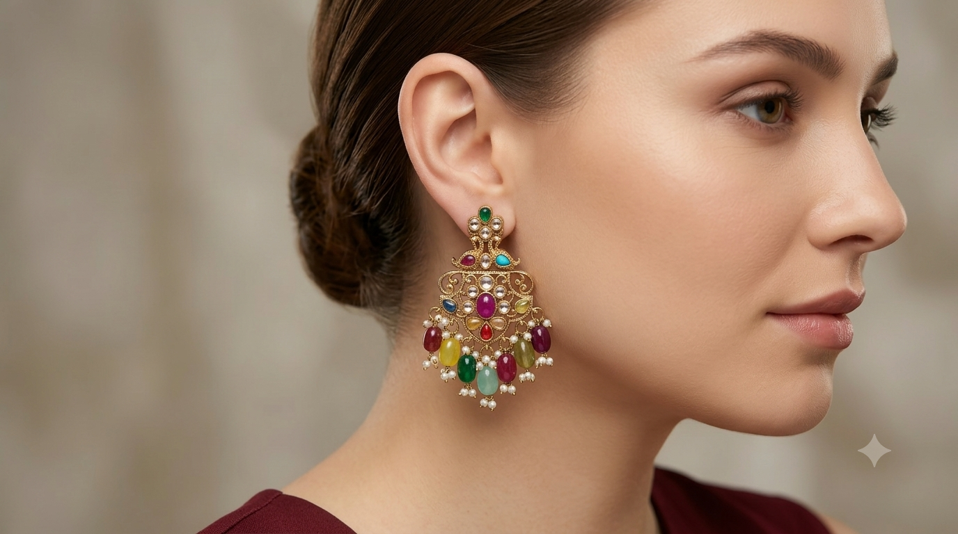 Antique Kundan Bollywood Cora Earrings