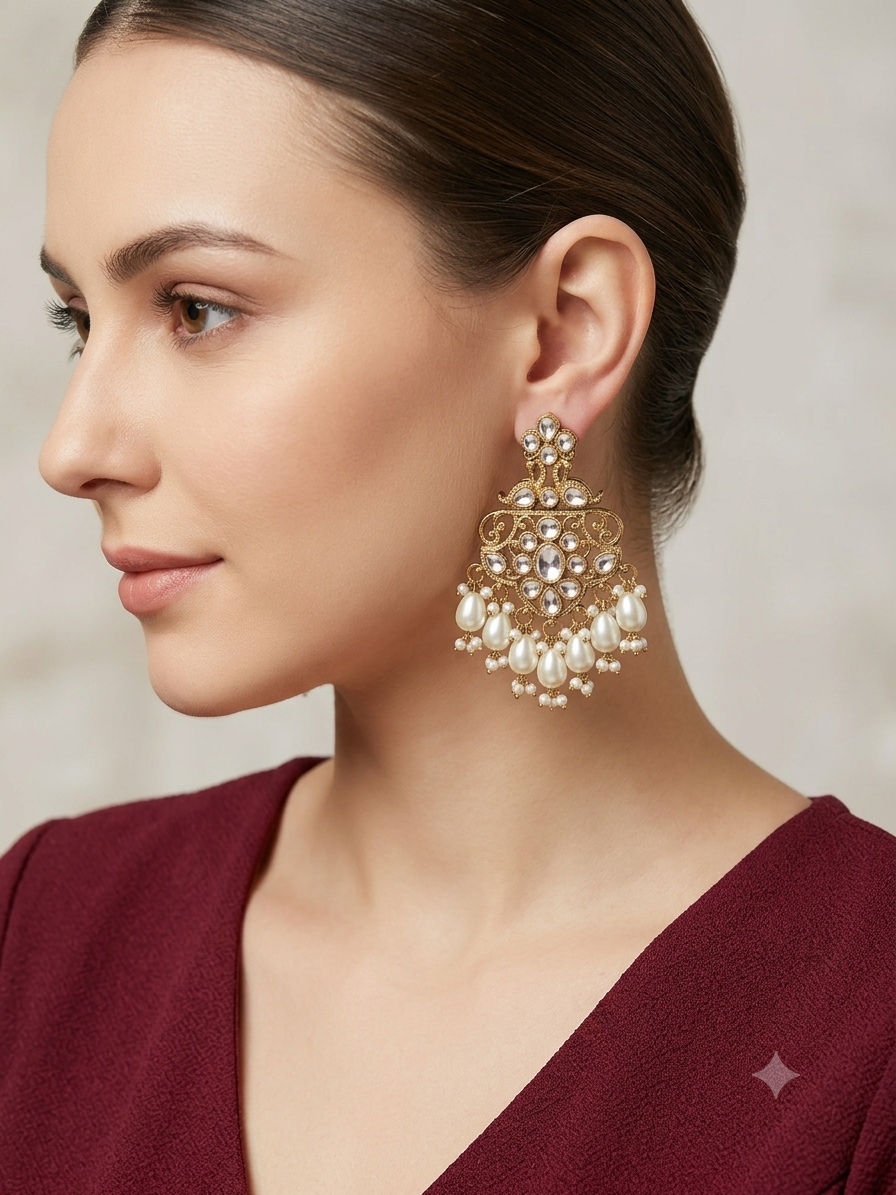 Antique Kundan Bollywood Cora Earrings