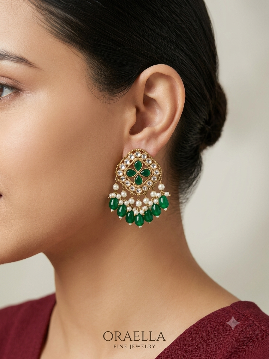 Antique Kundan Bollywood  Beli Earrings
