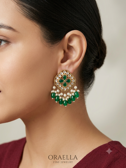 Antique Kundan Bollywood  Beli Earrings