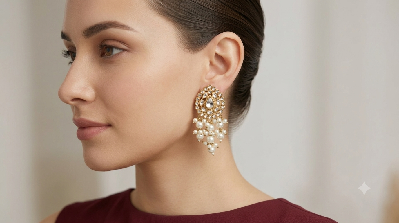 Antique Kundan Bollywood  Soti Earrings