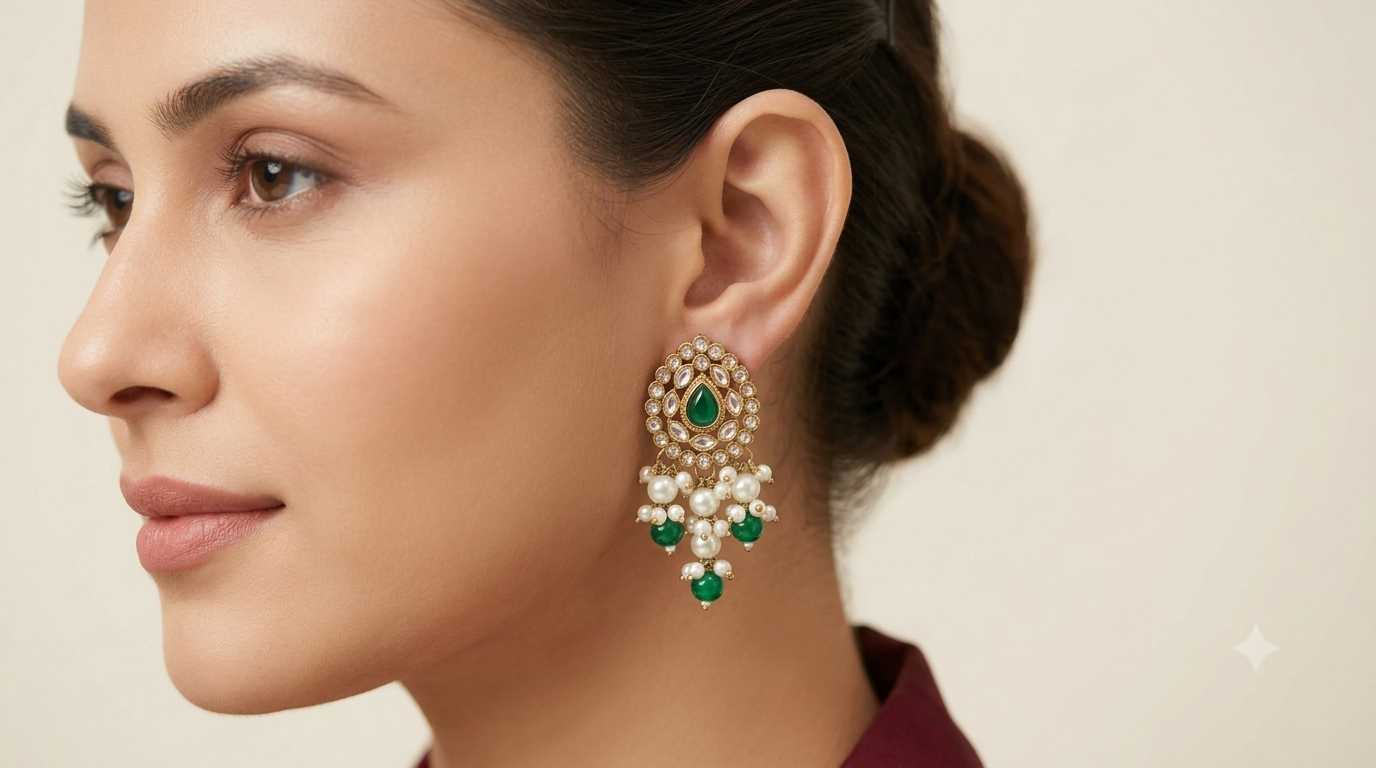 Antique Kundan Bollywood  Soti Earrings