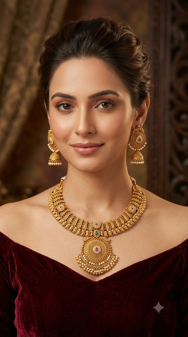 Gold Polki Necklace Jewellery Zarina Set