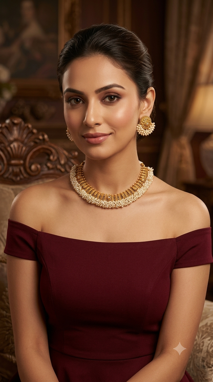 Gold Polki Necklace Jewellery Zarina Set