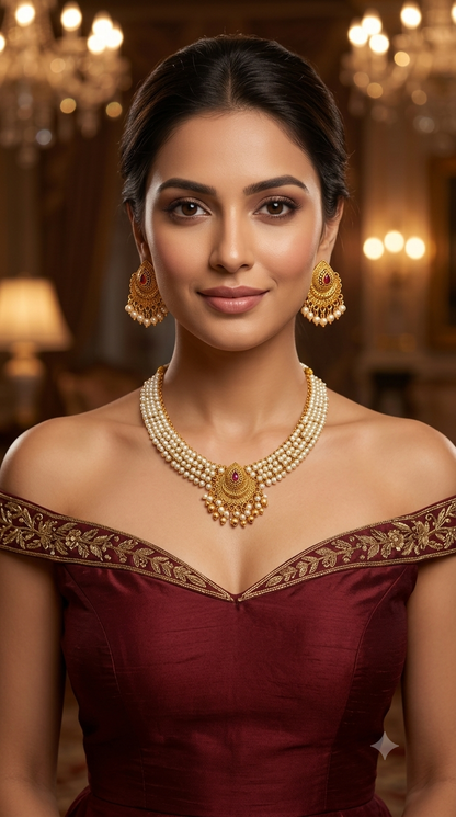 Gold Polki Necklace Jewellery Zarina Set