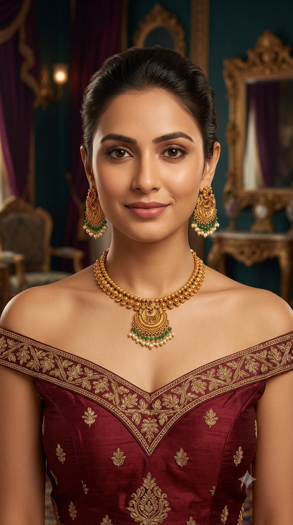 Gold Polki Necklace Jewellery Zarina Set