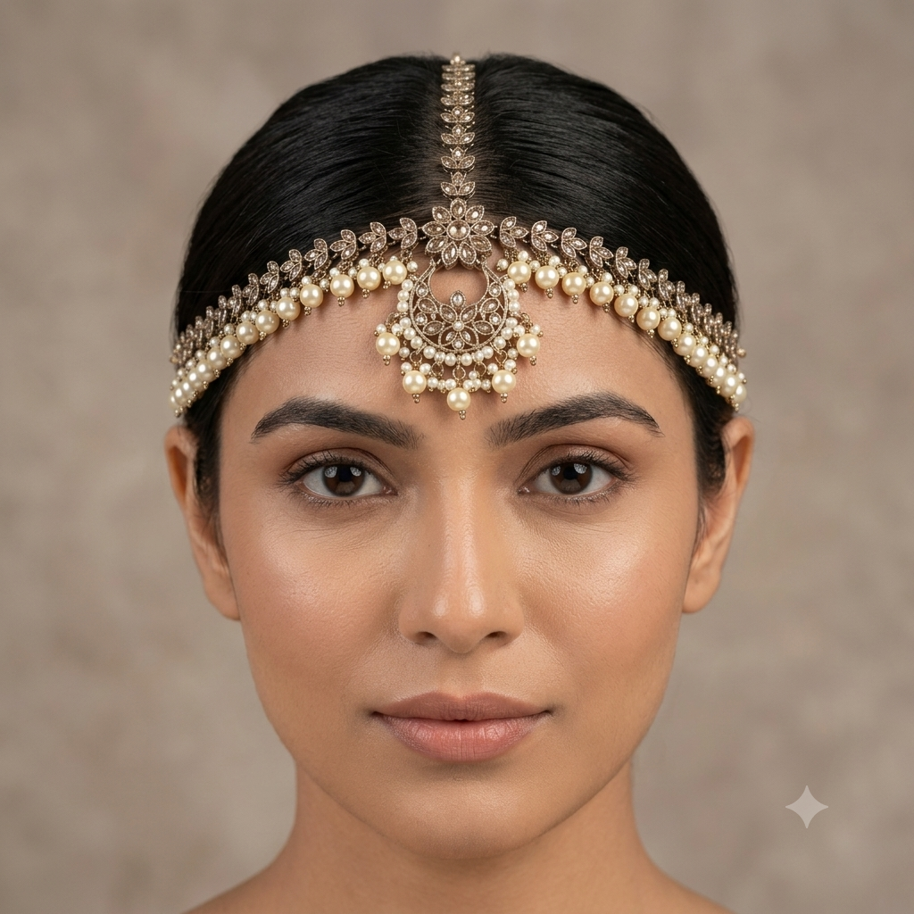 Antique Gold Sheesh Phool Headpiece Matha Patti