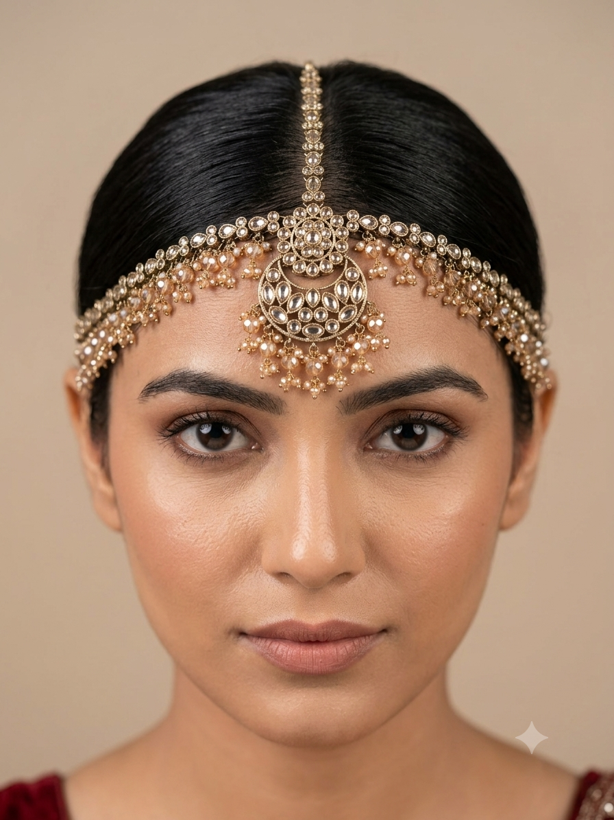 Antique Crystal Sheesh Phool Headpiece Matha Patti
