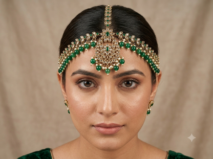 Antique Green Sheesh Phool Headpiece Matha Patti