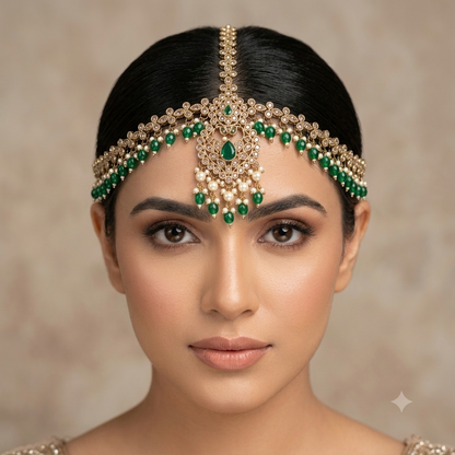 Antique Green Sheesh Phool Headpiece Matha Patti