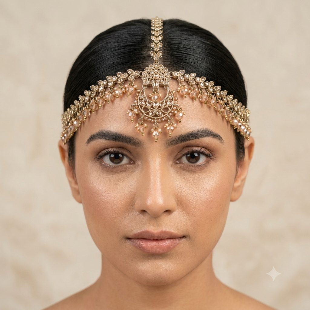 Antique Crystal Sheesh Phool Headpiece Matha Patti